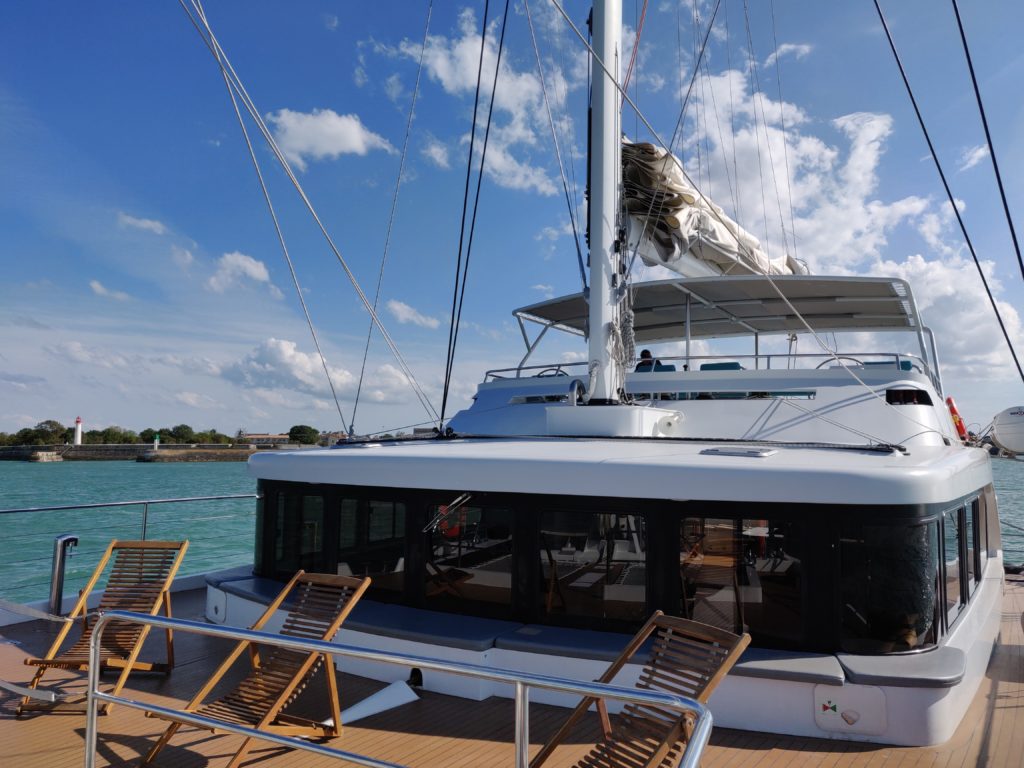 séminaire sur le pont du catamaran