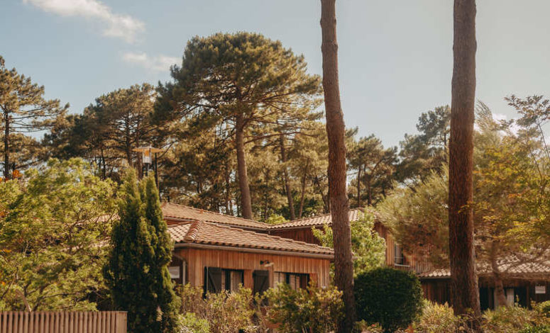 Façade des lodges au cœur des pins, séminaire Cap Ferret