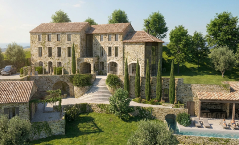 Bâtisse en pierre entourée de verdure pour seminaire ardeche
